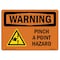 Signmission OSHA WARNING Sign, Pinch Point Hazard W/ Symbol, 18in X 12in Rigid Plastic, 12" W, 18" L, Landscape OS-WS-P-1218-L-12312 - alternate 1
